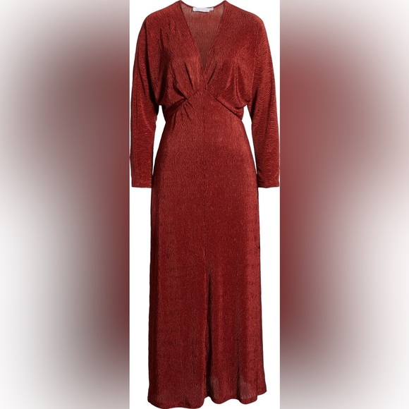 NWT Nordstrom All in Favor Dress Sz Large - Cranberry Crinkle Red Party Midi - Picture 6 of 11